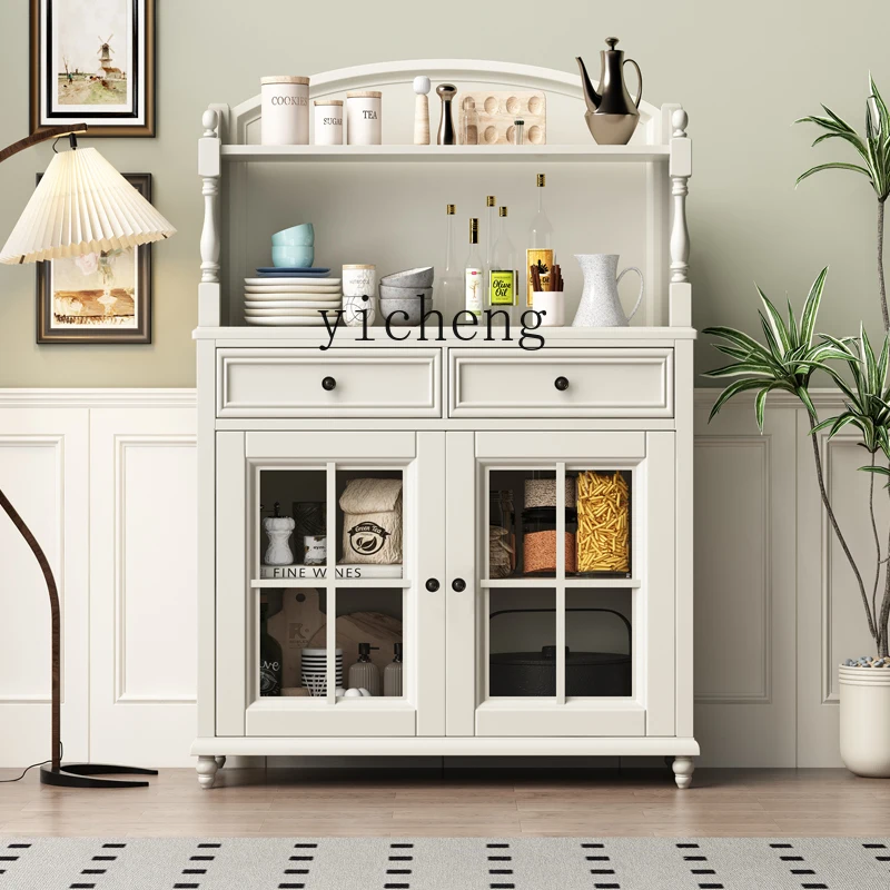 

ZK American country all solid wood dining side cabinet white integrated living room rack locker against the wall