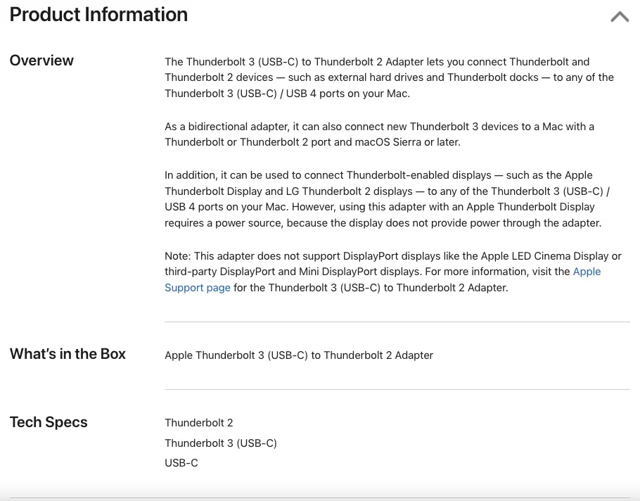 Adattatore da Thunderbolt 3 (USB-C) a Thunderbolt 2 - (IT