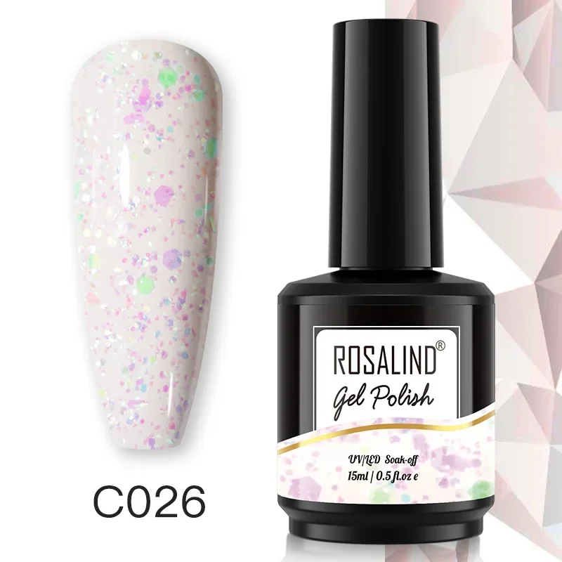 ROSALIND 15 ml Semi Permanente UV Vernis Neon Kleur Glitter Nagel Gel Polish Hybrid Nail Art Losweken Base Top Coat gel Lak