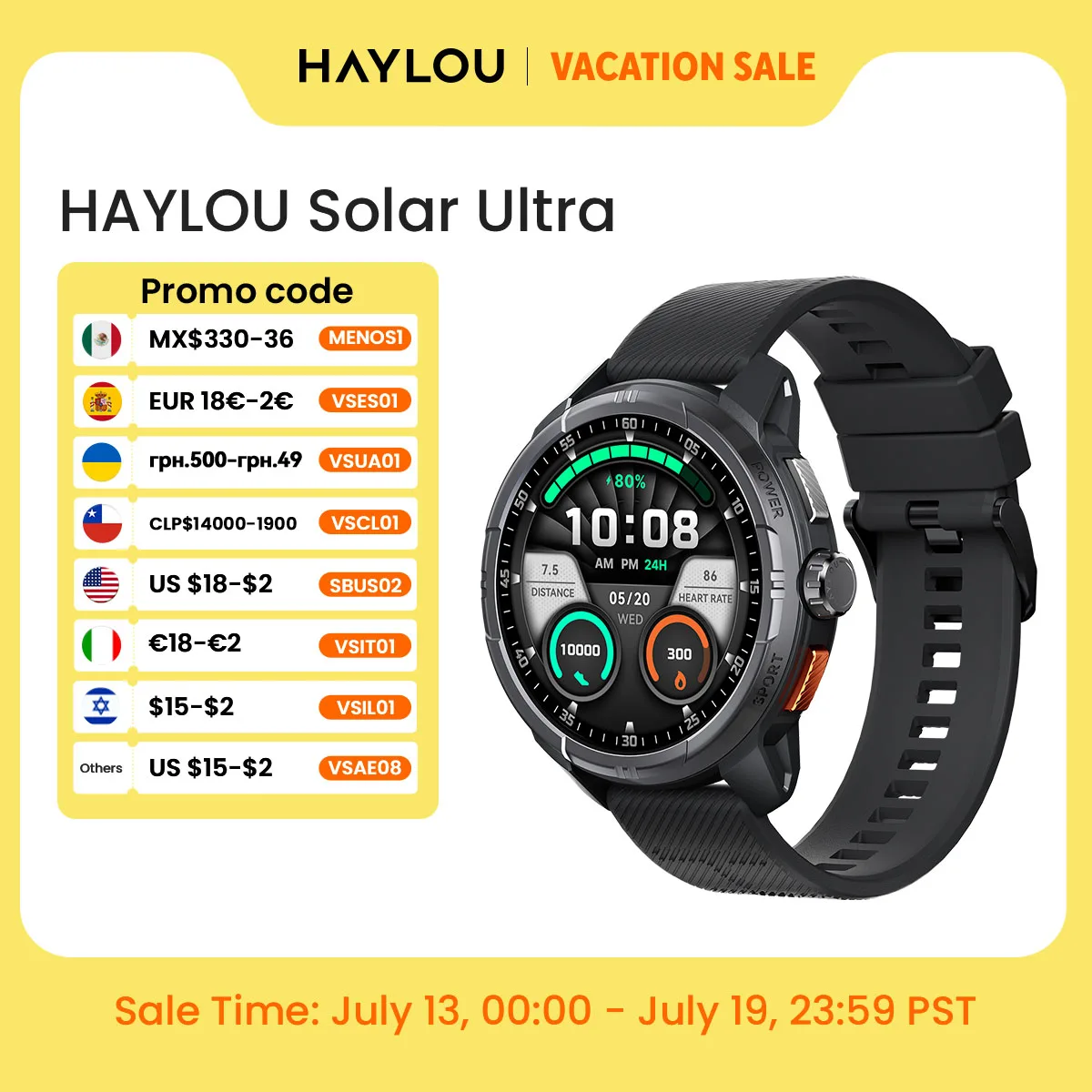HAYLOU Solar Ultra GPS 스마트워치 1.6인치 AMOLED 디스플레이 5ATM 방수 내장 GPS 블루투스 전화 통화 스포츠 스마트워치