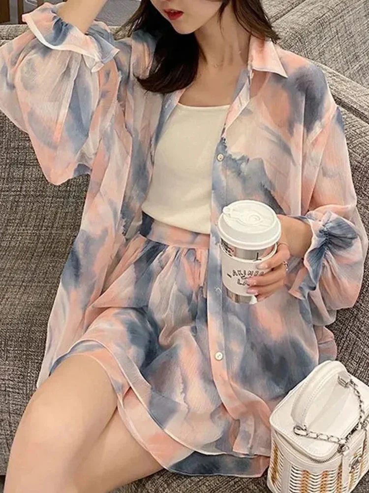 Summer Casual Women's Long Sleeved Sun Protection Shirt Half Skirt Set New Fashion Student Trend Pants Skirts Three Piece Set