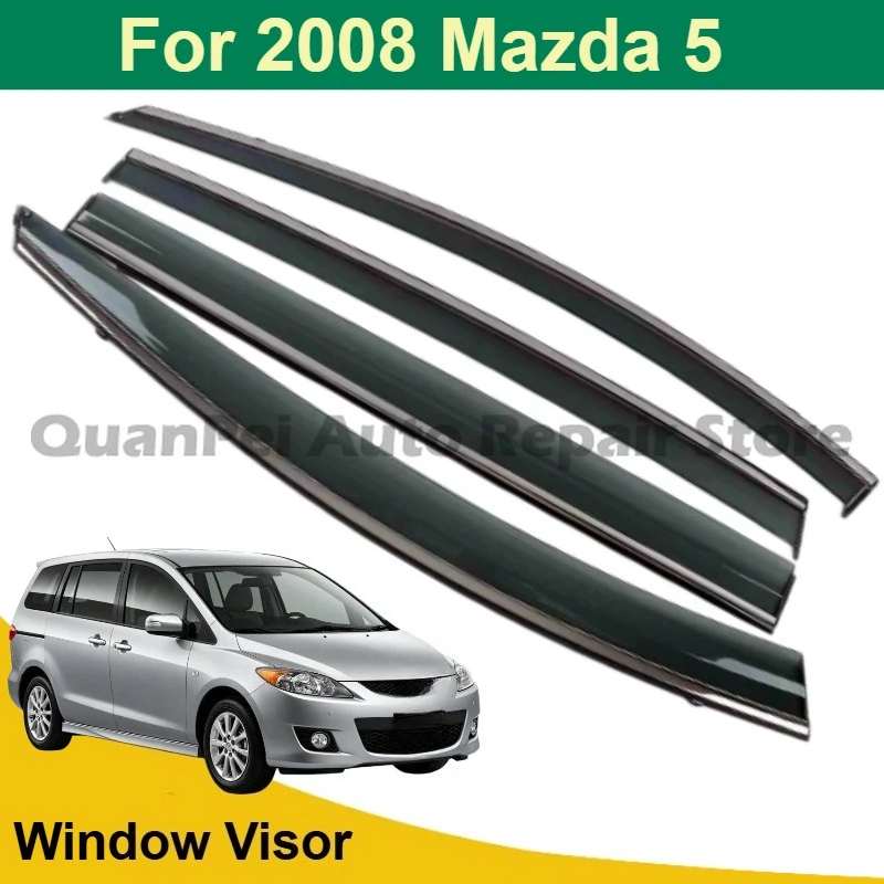 For 2008 Mazda 5, Side Door Rain Visors, Wind Noise Reduction, Weatherproof Dustproof Auto Parts