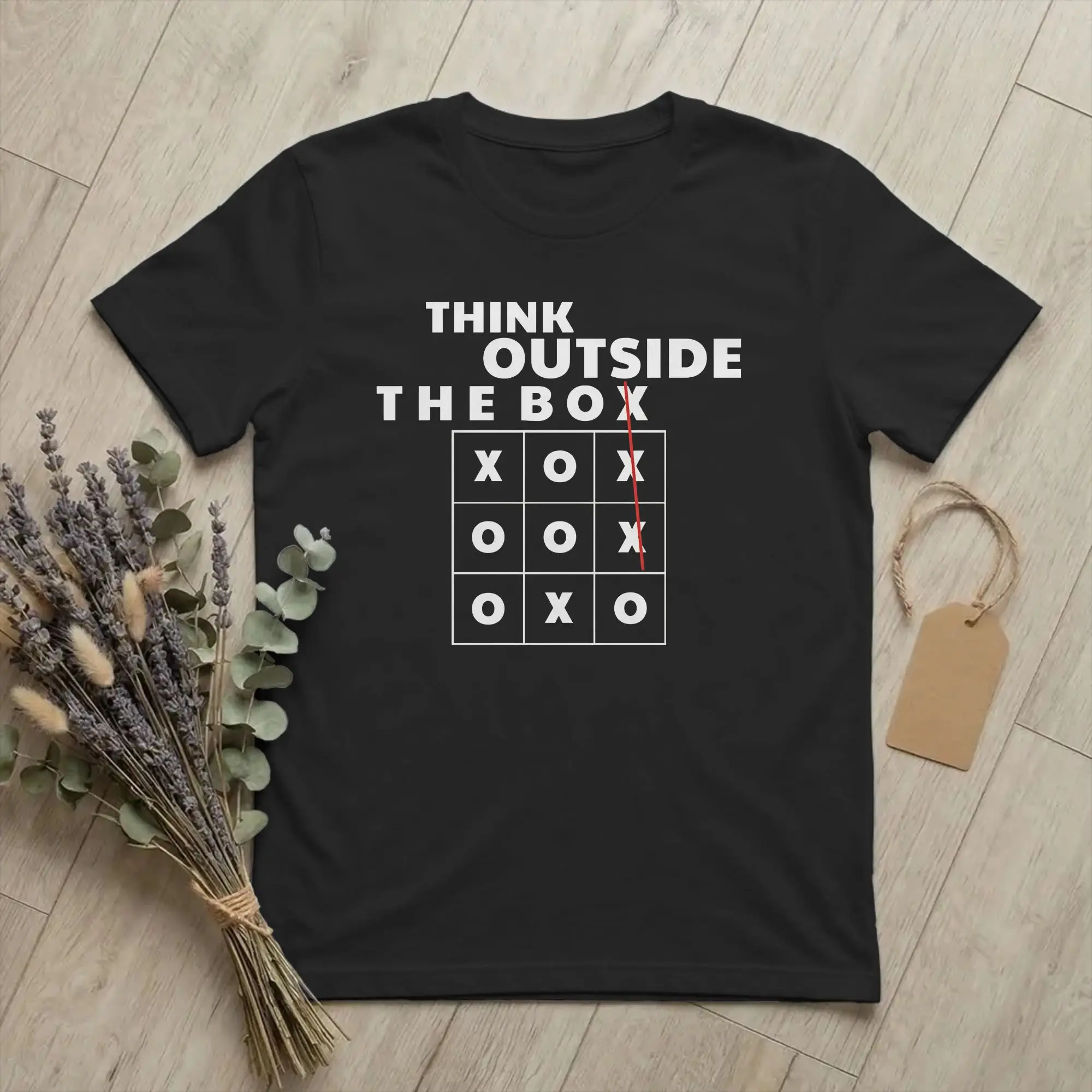 Harajuku Think Outside The Box  T-Shirt Men's Cotton Short Sleeve Cool Quote Round Neck Summer Clothing