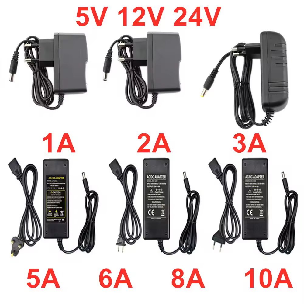 AC 110 V - 220 V DC 5 V 12 V 24 V 電源アダプタ 1A 2A 3A 5A 6A 8A 10A 5 12 24 V ボルト変圧器コンバータ LED ストリップライト用