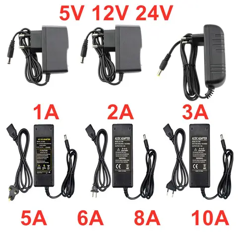 AC 110V - 220V DC 5V 12V 24V Power Supply Adapter 1A 2A 3A 5A 6A 8A 10A 5 12 24 V Volt Transformer Converter For LED Strip Light