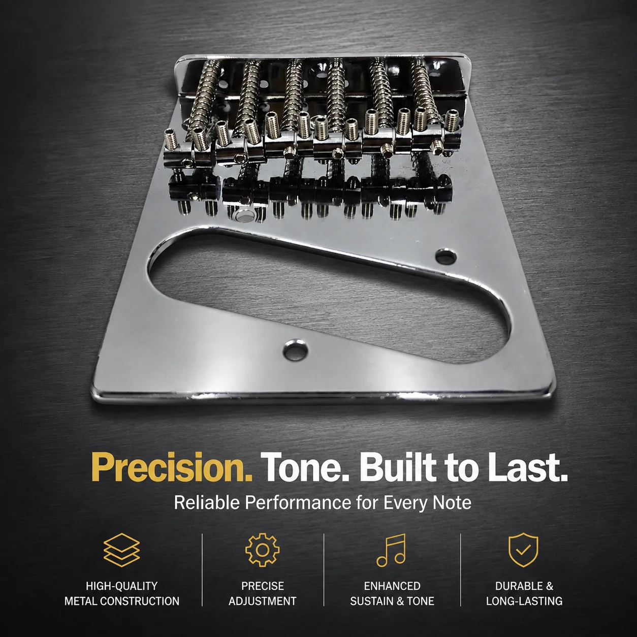 6 String Electric Guitar Bridge Assembly with Single Coil Pickup Hole and Six Saddle Tailpiece for TL Style Hardware Replacement