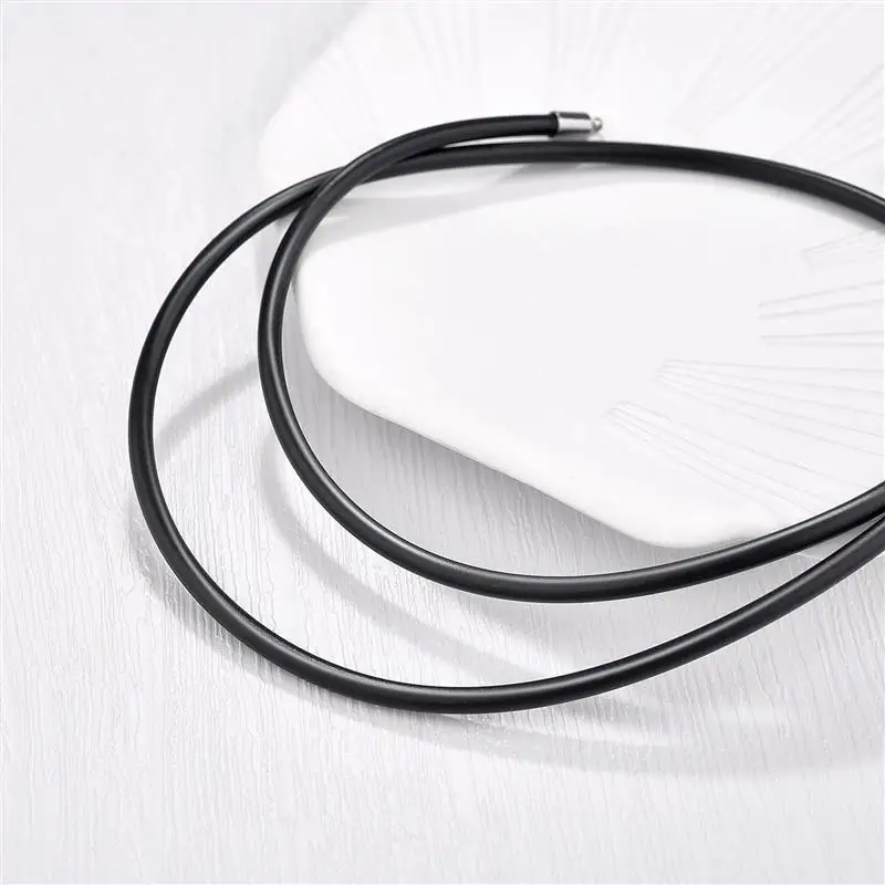 Rubber Rope Necklace & Bracelets For Men Women Fashion Jewelry Gift Casual Round Neck Black Necklace DIY Rope
