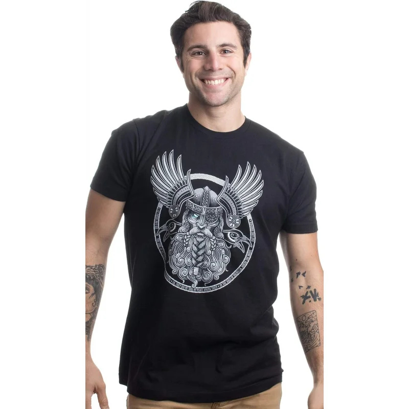 0413 God Valkyrie Valhalla Viking Raven Nordic Gift T-Shirt Celtic Runes Norse Myths printed Graphic clothes All size tops