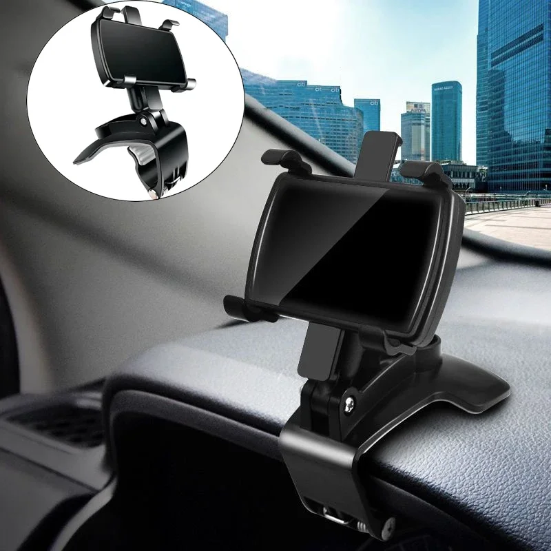 Car Rotating Mobile Phone Holder Multi-function Centre Console Dashboard Navigation Holder Clip 360 Rotatable Anti-Shaking