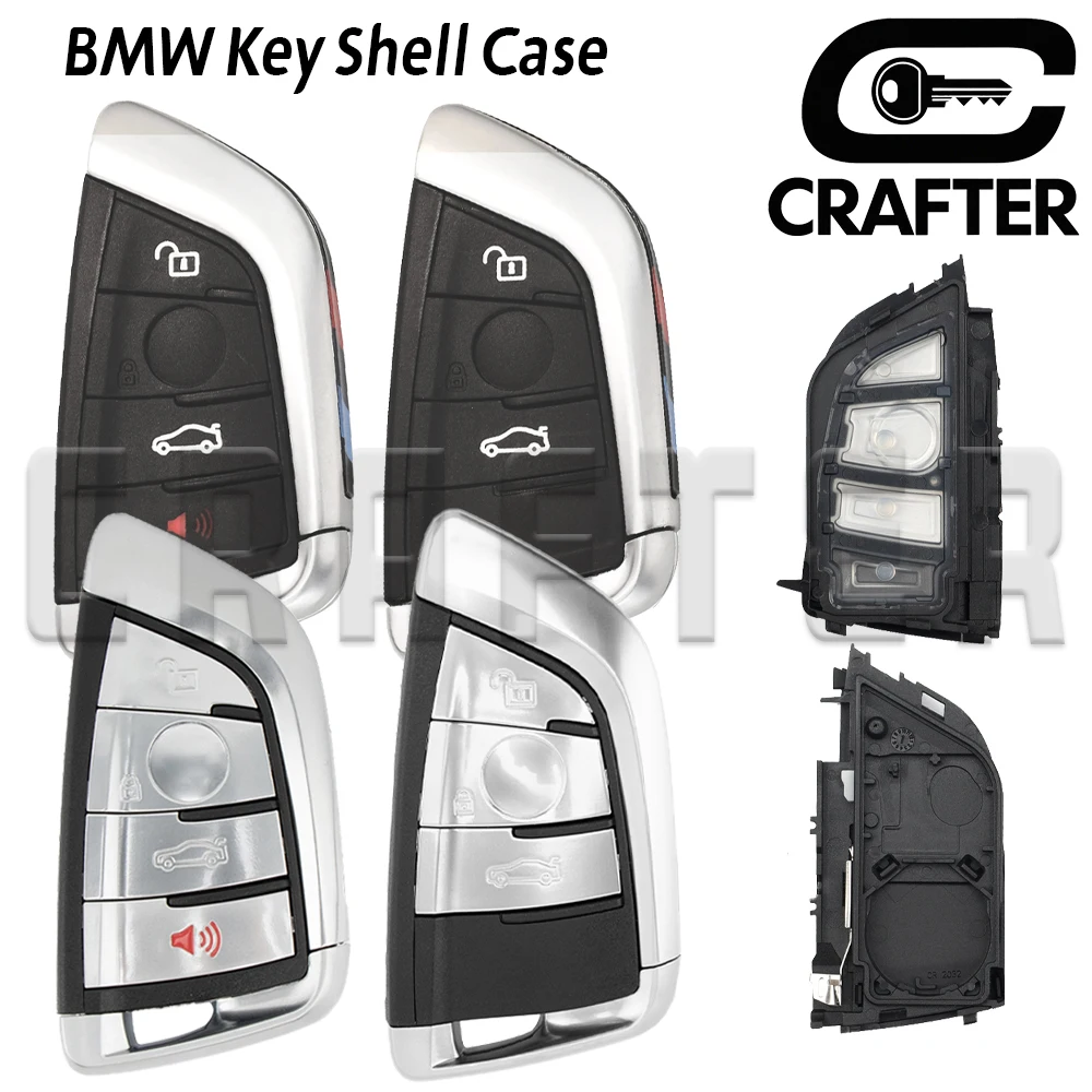 Key Crafters Smart Car Key Shell 3/4 Buttons WIth Cutting Service For BMW 1-7 X1/3/5/6 F Series CAS4 FEM BDC System Insert Blade