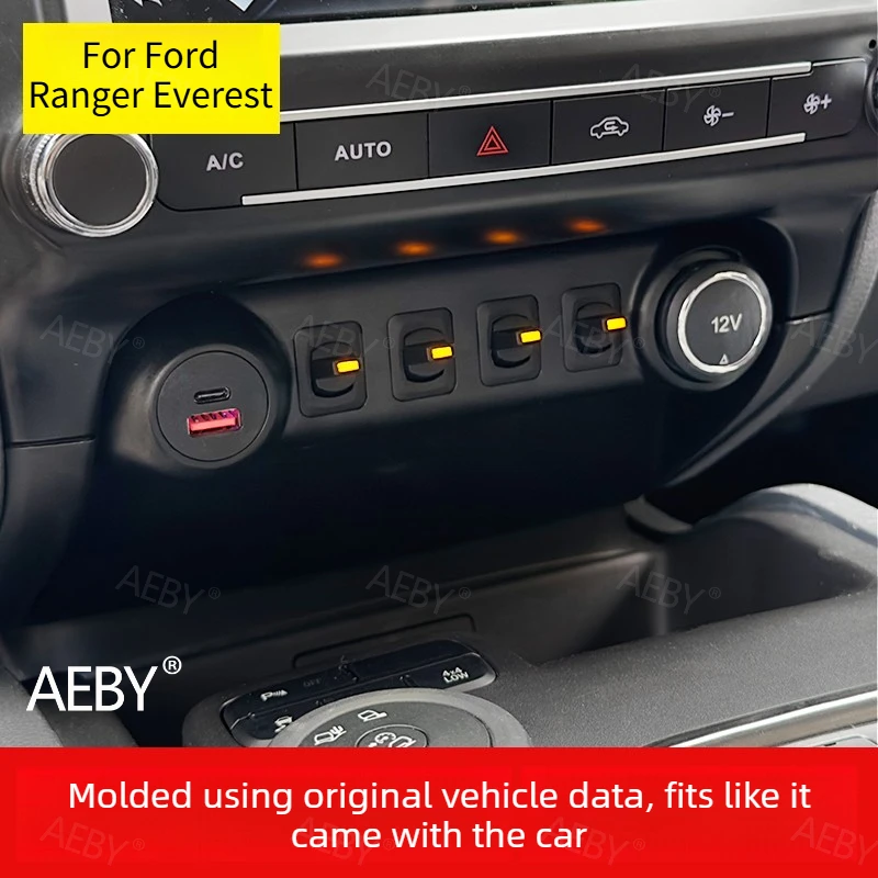 For Ford Ranger Everest 2015-2021 switch panel rocker switch,Dual USB charger,Integrated switch control panel,four way