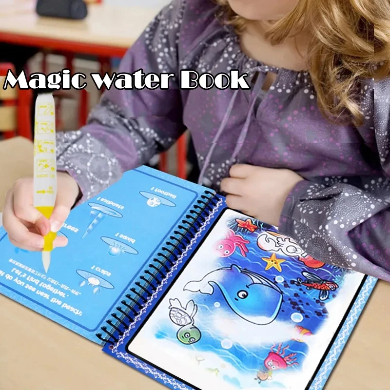 1pcs Magic Water Drawing Book Montessori Toys Reusable Coloring Book Painting Drawing Toys Sensory Early Education Toys for Kids