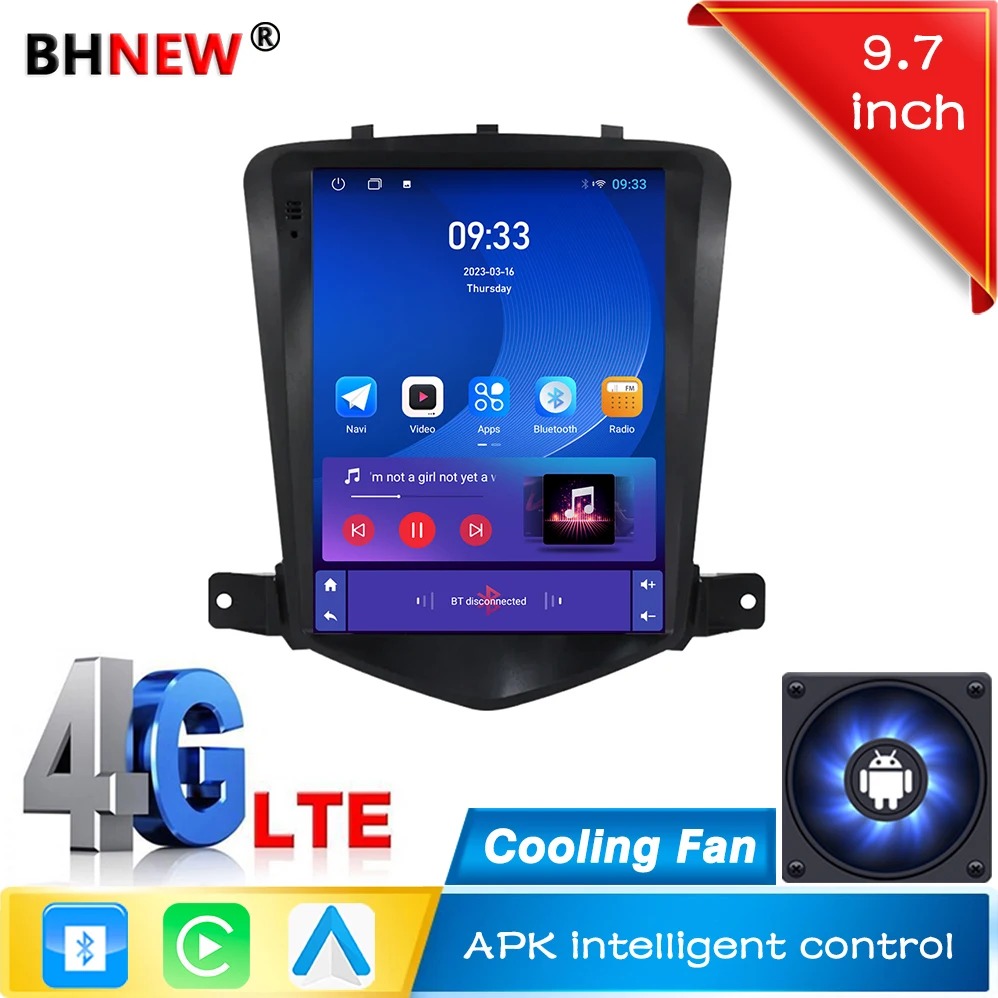 مشغل فيديو للسيارة مقاس 9.7 بوصة لسيارة شيفروليه كروز 2008-2013 نظام تحديد المواقع المدمج في Dsp Carplay شاشة أندرويد وحدة رأس راديو السيارة #2