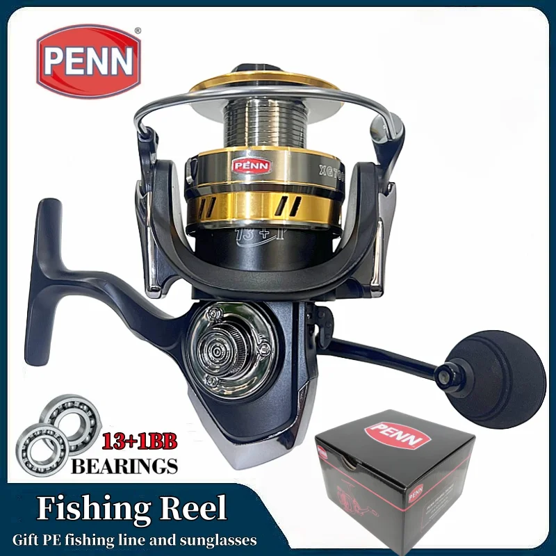 Carretilha de Pesca PENN com 13+1 Rolamentos BB e Relação de Engrenagem 4.7:1/5.5:1, Rotação Eficiente e Suave, Inclui Linha de Pesca PE de Brinde