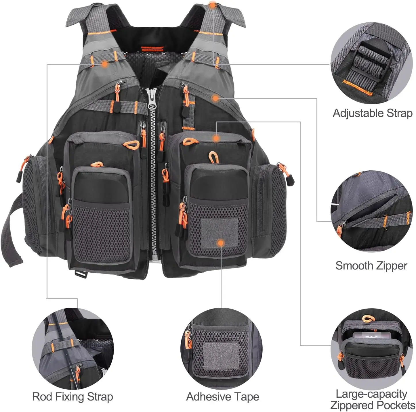 Fly Fishing Vest Fishing Jacket Breathable Polyester Mesh Design