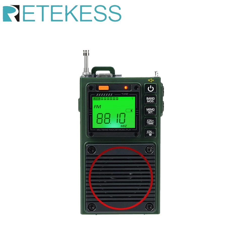 Retekess TR111 Radio FM Portable Radios AM FM Mini Ham Radio Shortwave Emergency Amateur Radio Multiband SW VHF WB Alarm Clock