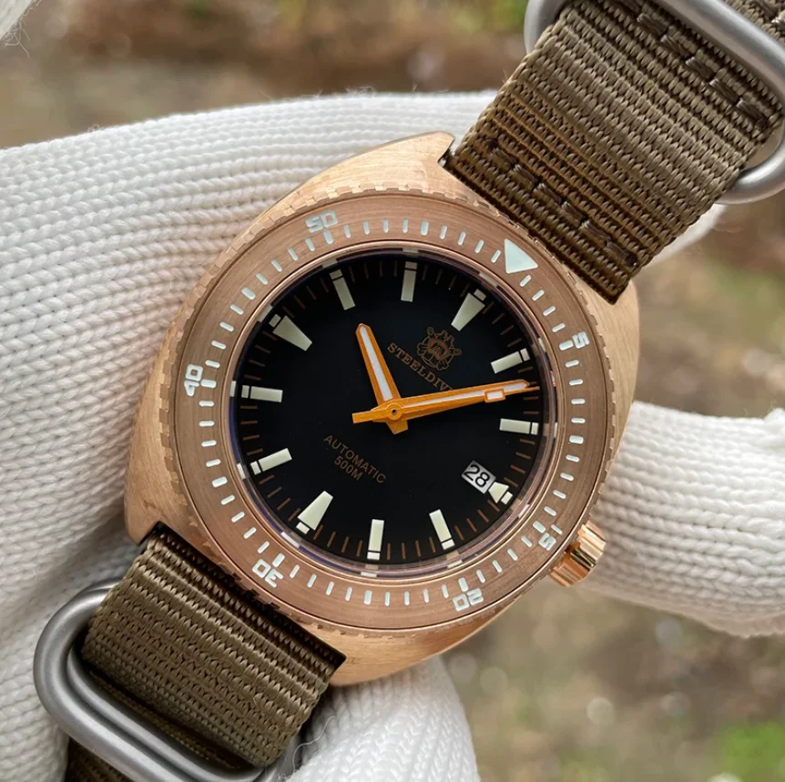 STEELDIVE Мужские автоматические часы 43 мм Спортивные CuSn8 Бронзовые механические наручные часы 50ATM Водонепроницаемые BGW-9 Светящиеся NH35 Сапфир