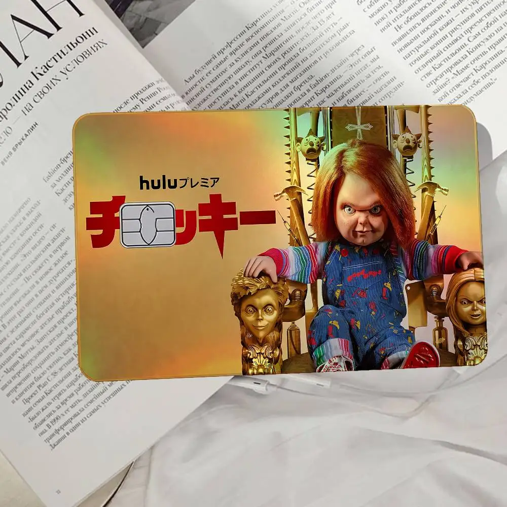 Classic C-Chucky Horror Laser Card Skin Stickers 4pcs/Set Waterproof Anti-Scratch Bank Card Protector Decal For Credit Cards