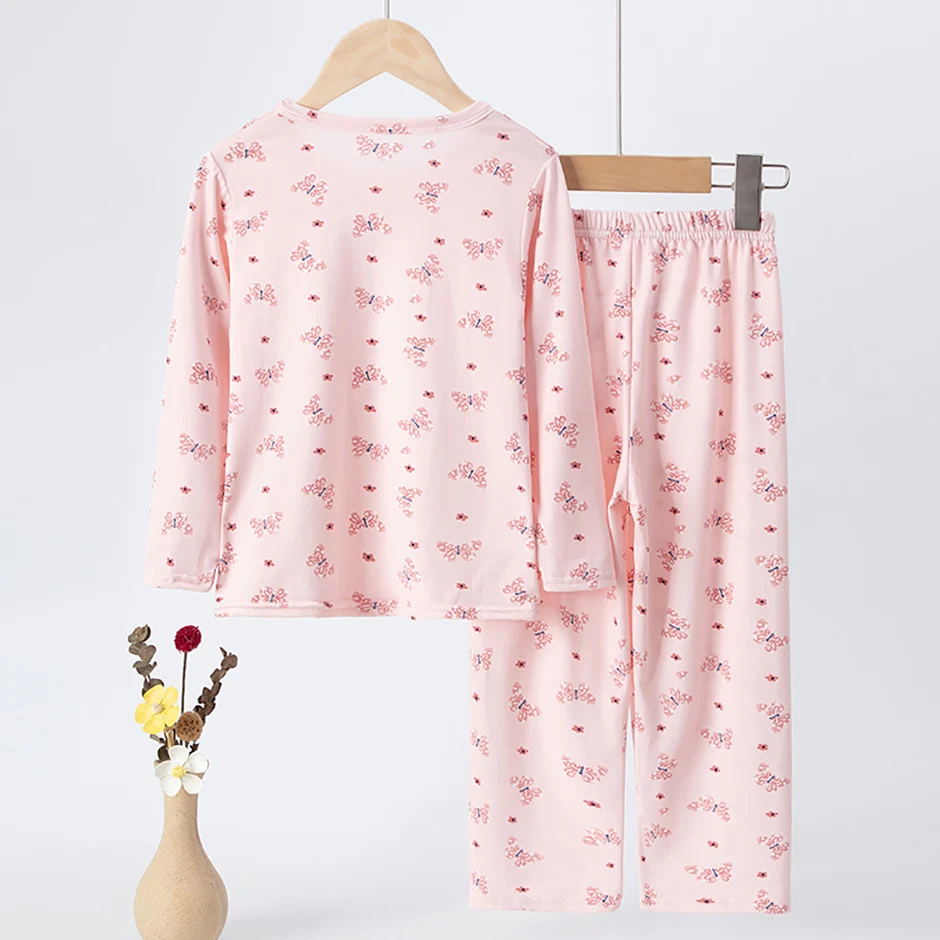 2-teiliges Herbst- und Winter-Mädchen-Set, süß und niedlich, langärmeliges Set, bequemes Unterhemd für Kinder, Hose mit elastischem Bund, Heimset – Detail 4