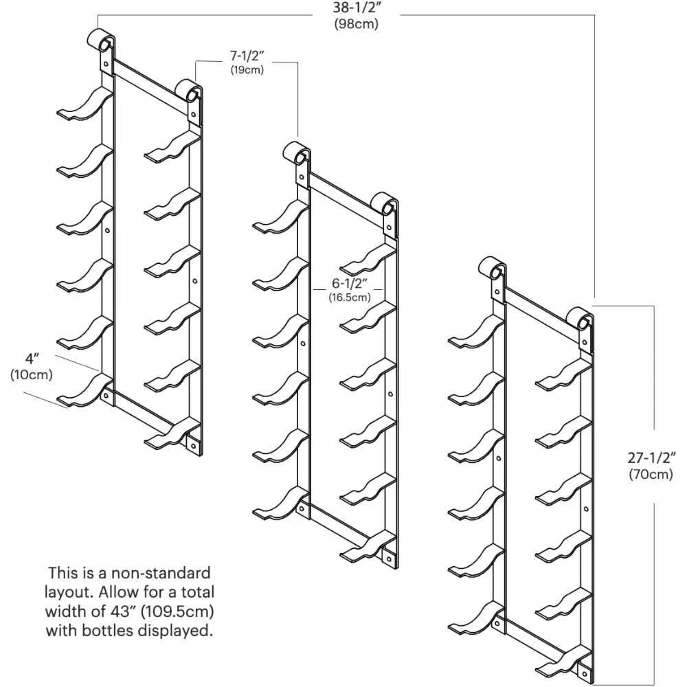 6 Bottle Wall Mounted Wine Rack Stylish Modern Wine Storage with Label Forward Design (Matte Black, Set