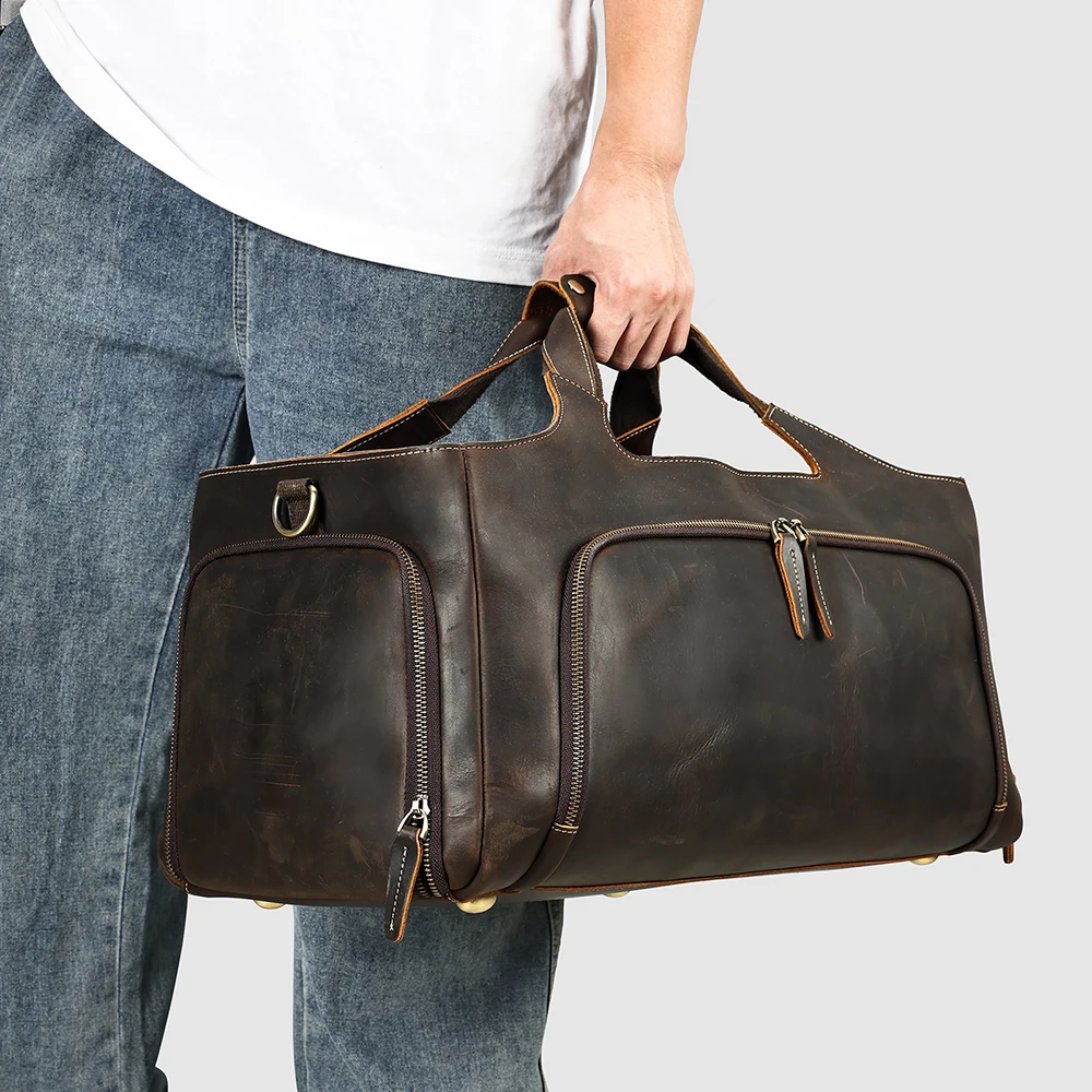 

WESTAL Мужская дорожная сумка Кожаная спортивная сумка Большая винтажная сумка из натуральной кожи Выхідные сумки Мужская ручная кладь Мужские сумки на плечо Тренажерный зал 7415