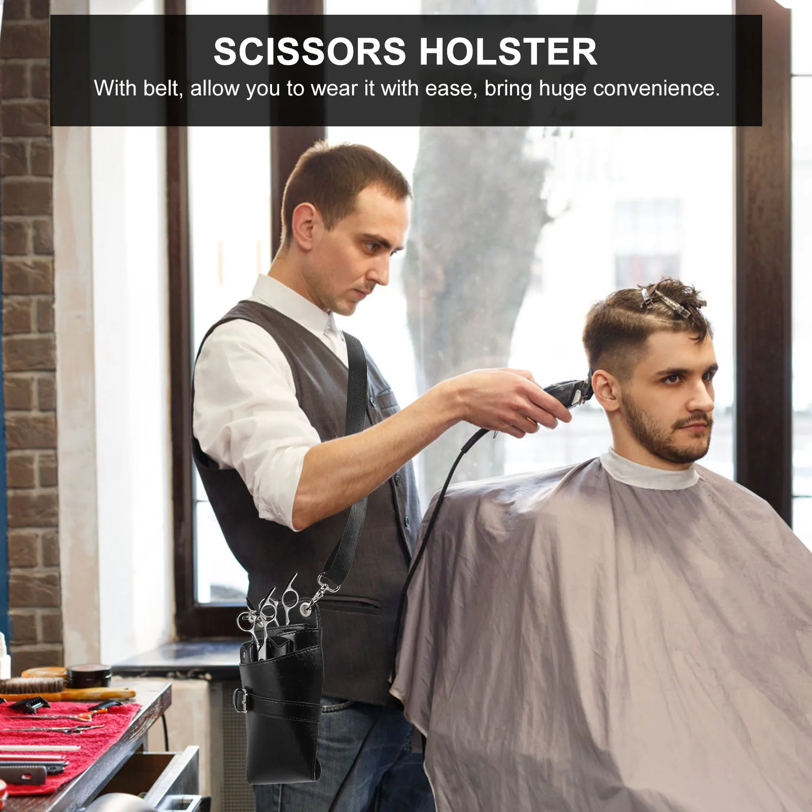 

Парикмахерские ножницы из искусственной кожи, поясная сумка, многокарманный держатель, легкие ножницы большой емкости, портативные парикмахерские инструменты