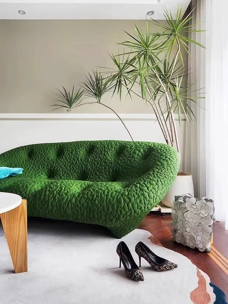 Curved fabric hole Italian minimalist modern black ploum shell sofa