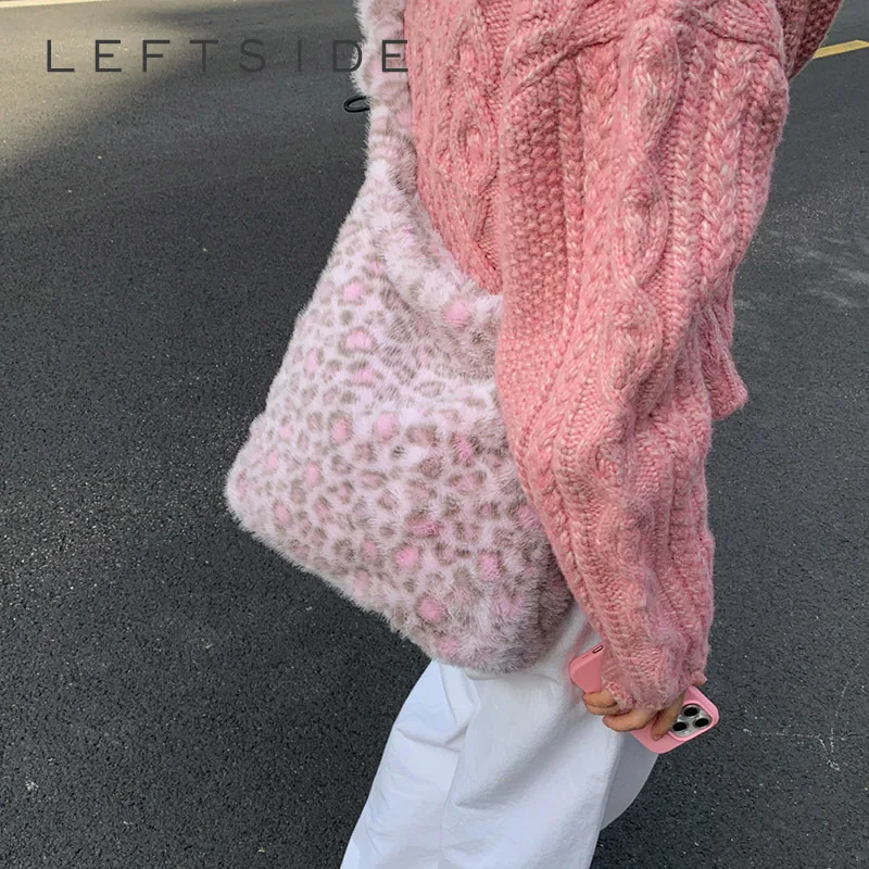 

LEFTSIDE Faux Fur Women Shoulder Bags 2025 Luxury Brand Designer Plush Handbags and Purses Soft Warm Winter Small Crossbody Bag