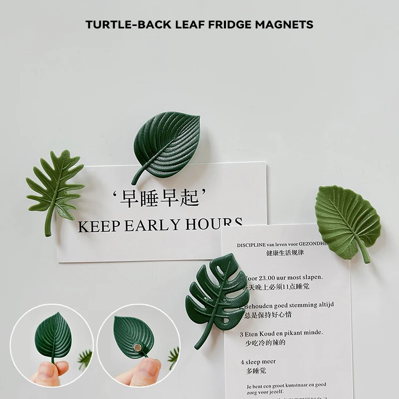 4Pcs/Pack Creative Green Turtle Leaf Fridge Magnet for Kitchen Message Board Refrigerator Magnet Sticker Gift Home Decoration