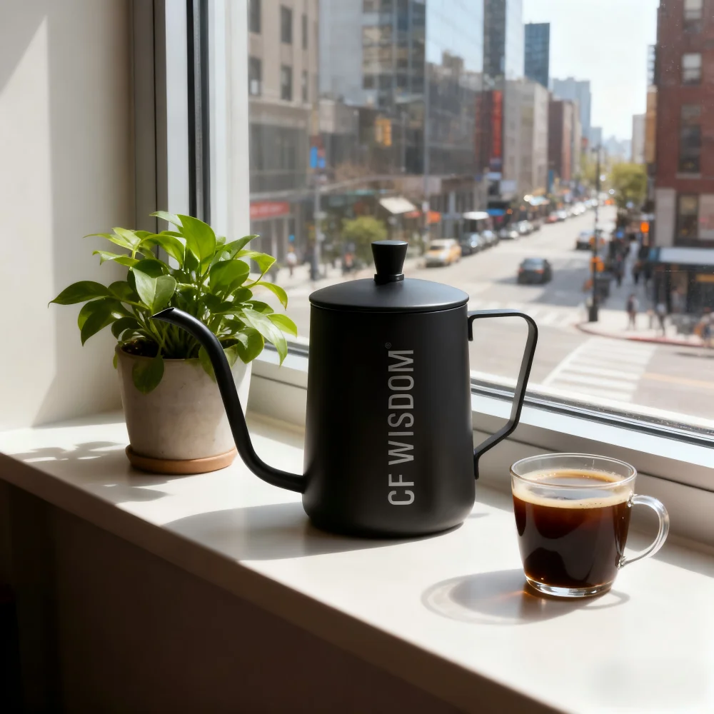 

CF WISDOM 304 Stainless Steel Hand Drip Kettle Long Gooseneck Spout for Home Barista Office Use Accessories Tools Discount Offer