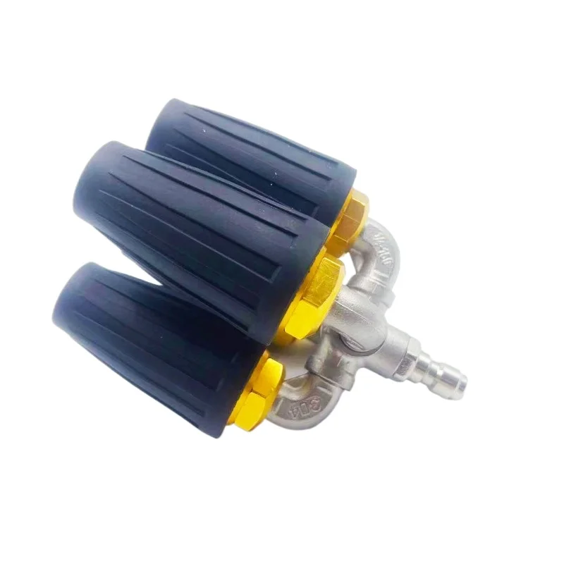 For High Pressure Water Gun Rotating Nozzle, Aluminum Alloy with Four-way Stainless Steel Water Pipe Connector TIP1/4 4000PSI
