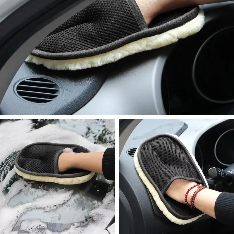 Soft Wool Microfiber Car Cleaning Glove, Car Polishing Washing Mitt, Multi-scene Use for Auto Home Kitchen, 1/10Pcs Car Accessor
