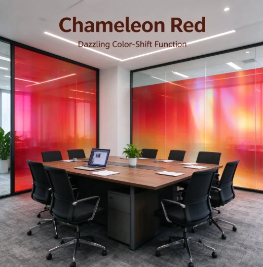 Chameleon Red PET One Way Vision Window Film Roll Privacy Glass Tint Heat Insulation Anti UV DIY Install For Home Office Car Gla