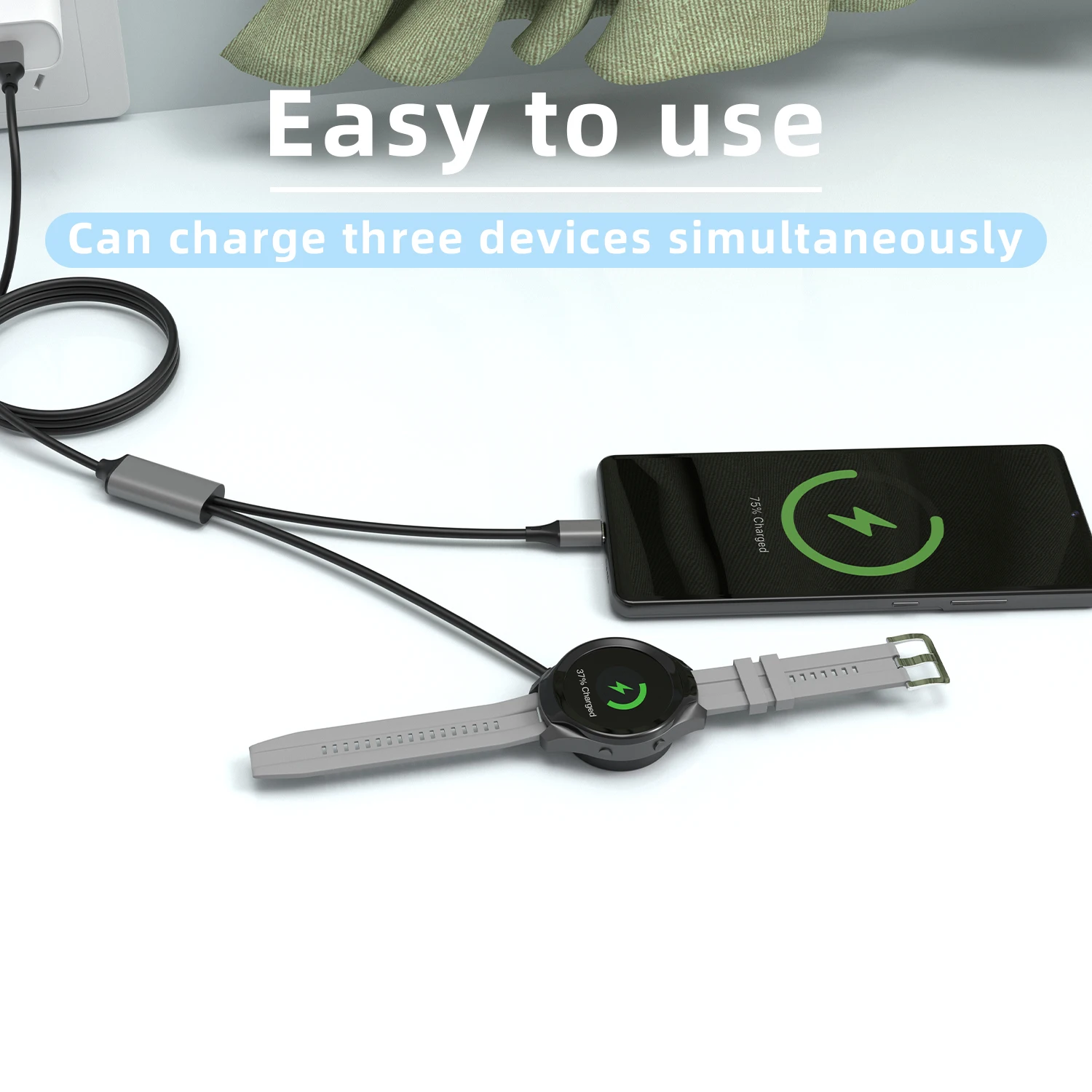 لساعة سامسونج جالاكسي الترا/7/6/6 كلاسيك/5/5 برو وGalaxy S25/S24/S23/Z Fold 6 USB-C ساعة ذكية شاحن سريع PD60W