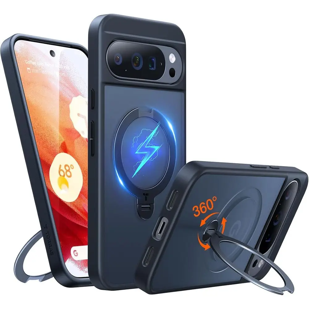

Магнитный вращающийся на 360 градусов чехол-подставка для Google Pixel 10 Pro XL, совместимость с Magsafe, 4X военная защита от падения, тонкий