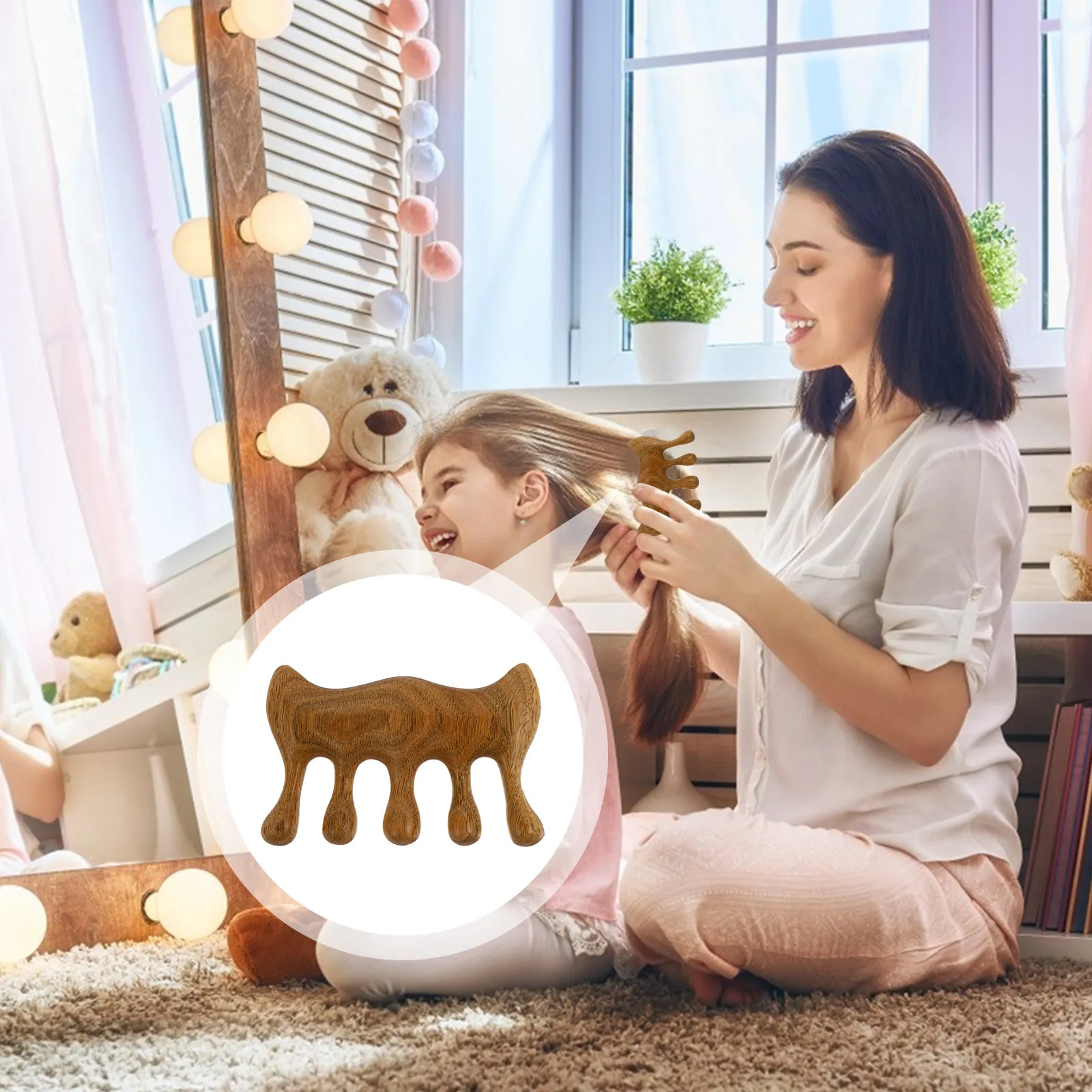 Wooden Channel Massage Comb Multifunctional Scalp Comb with Rounded Smooth Teeth for Microcirculation Motor Function Muscle