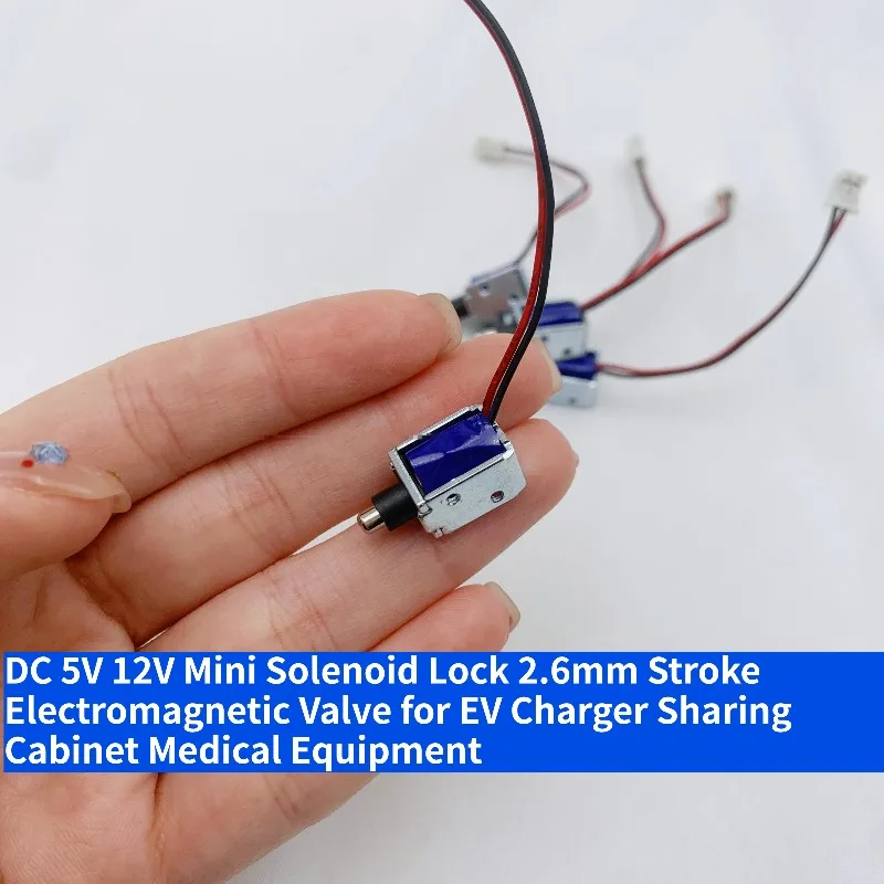 5 unidades de mini cerradura solenoide de CC 5V 12V, válvula electromagnética de 2.6mm de carrera para cargador de vehículos eléctricos, armario de compartición y equipo médico