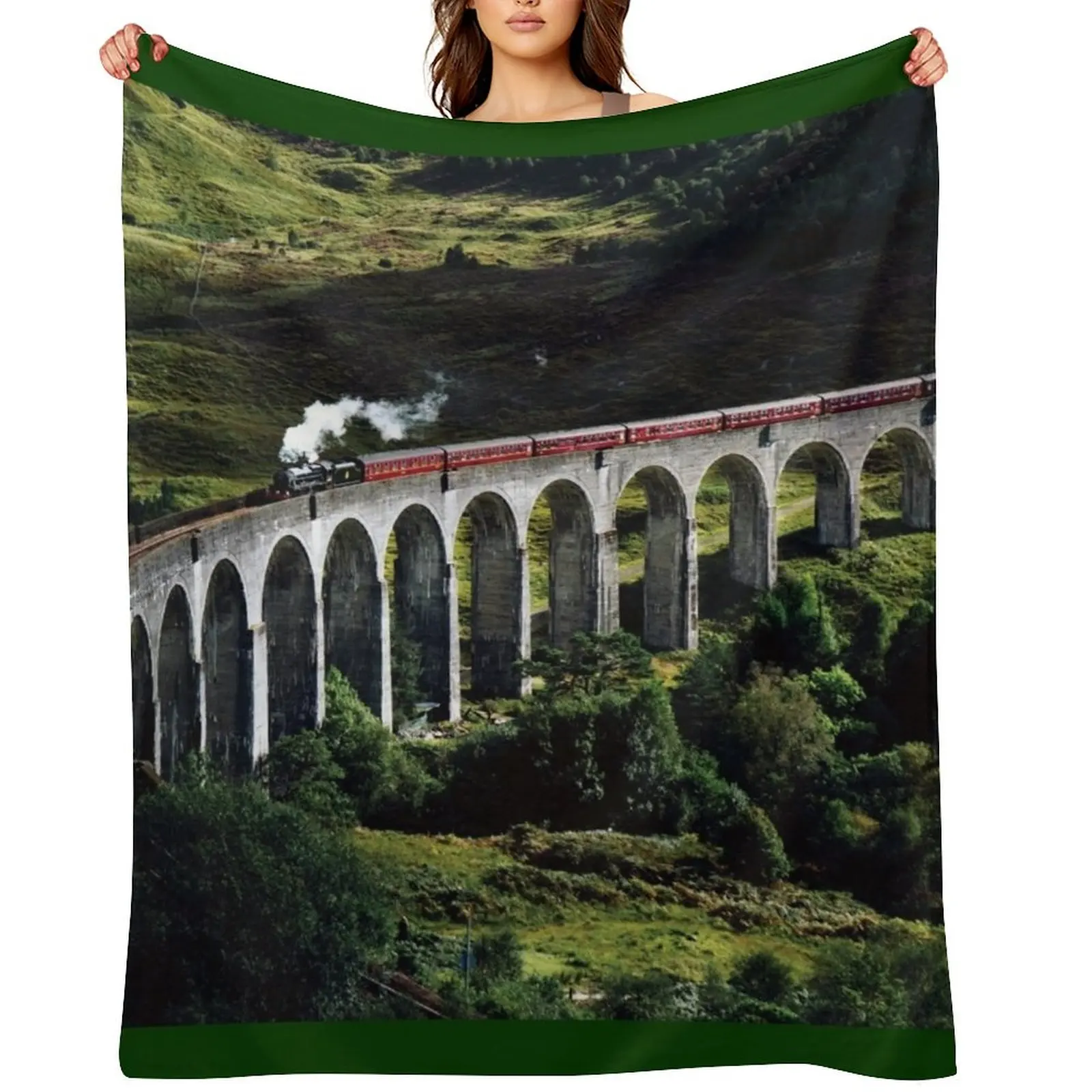 Glenfinnan Viaduct with Steam Train Throw Blanket Single Vintage Hair Summer Comforter Sofa Quilt Blankets