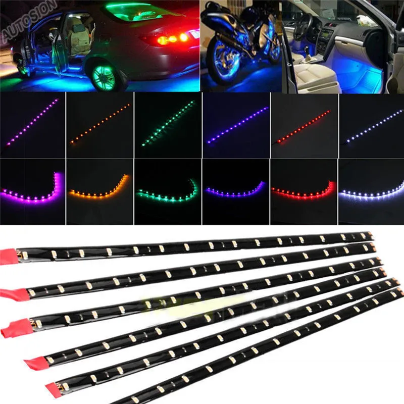 

6Pcs/set Car Strip Light Motorcycle Flexible Bar 24cm Under Tube Underglow Underbody Boat Atmosphere Decorative Lamp