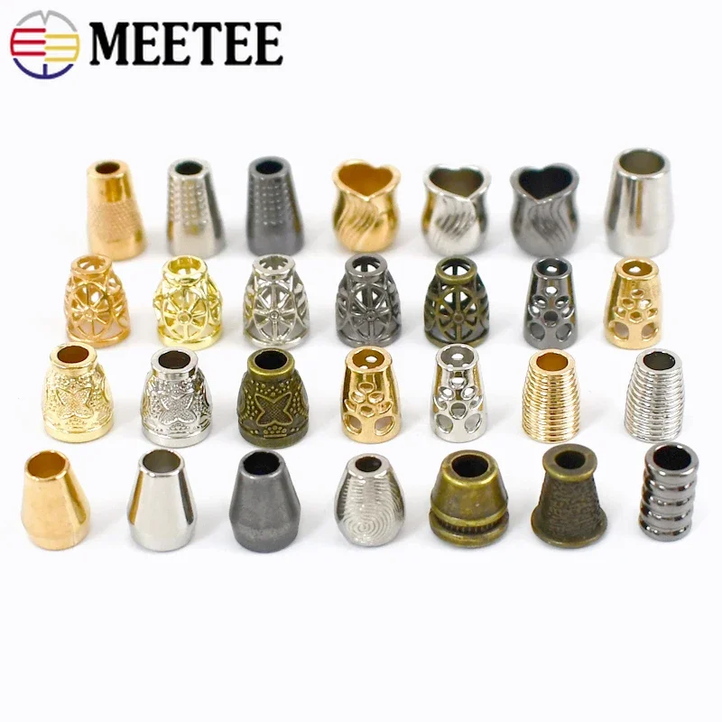 30Pcs Meetee Metal Cord Lock Stopper DIY Pants Cap Rope End Clasp Bolt Clips Button Garment Paracord Shoes Accessories