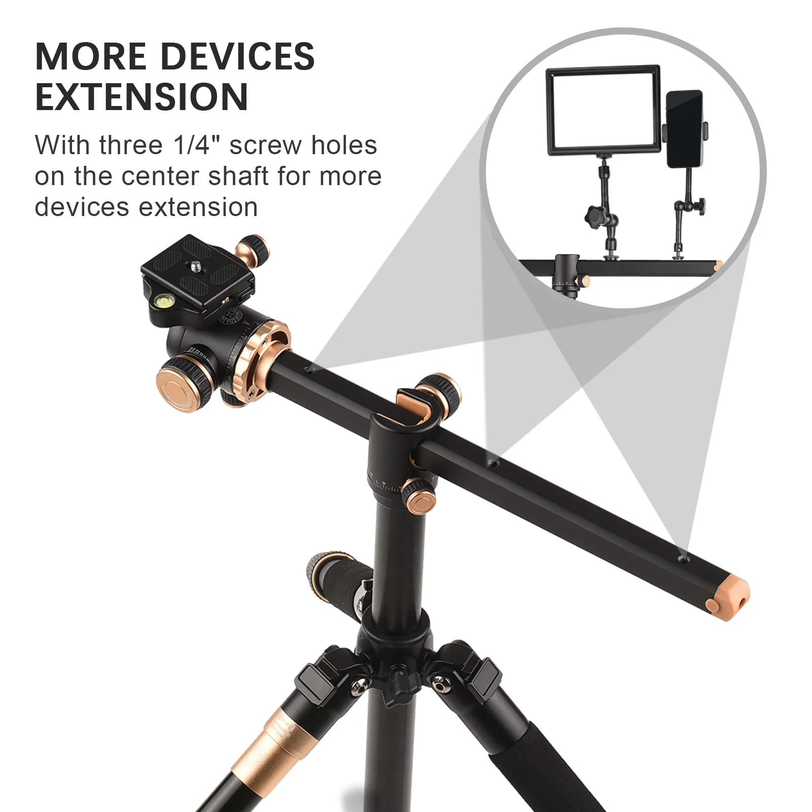 Andoer 184cm/72.4in Portable Photography Tripod Horizontal Camera Tripod Stand Monopod Aluminum Alloy 8kg/17.6lbs Load Capacity