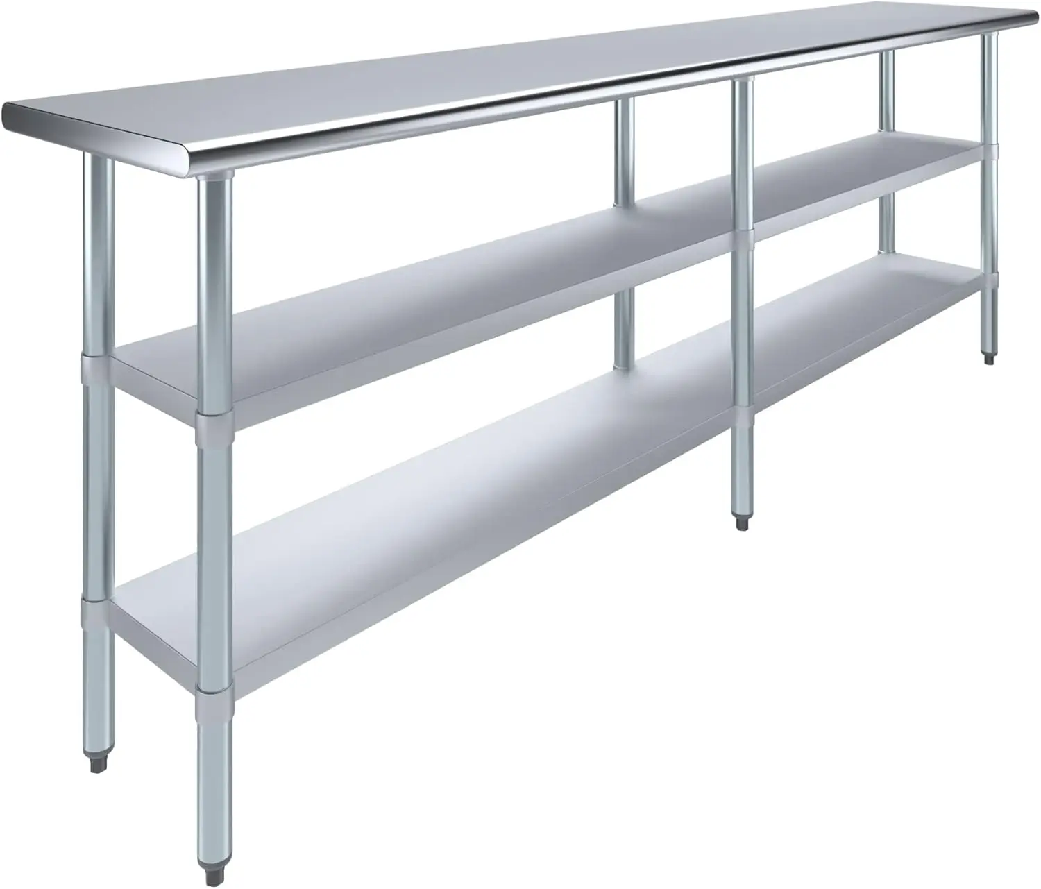 Mesa de utilidad de Metal para uso comercial y residencial NSF, mesa de utilidad de acero inoxidable con 2 estantes, 96 "de largo x 18" de profundidad