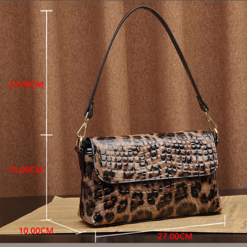 high quality real cowhdie leather bag fashion shoulder bag Genuine leather women\'handbags Fashion luxury brand Leopard handbags