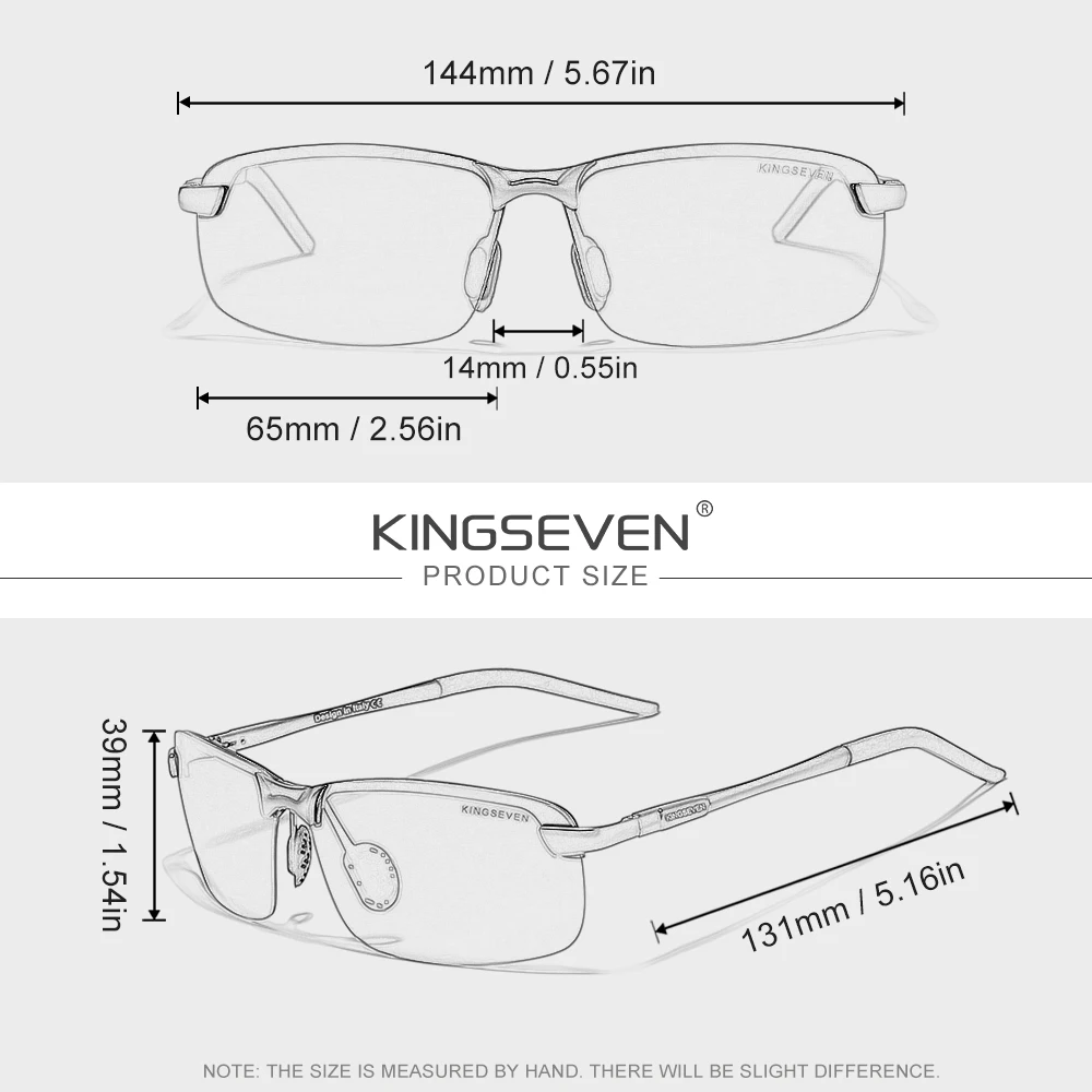 KINGSEVEN Fahrsonnenbrille für Herren und Damen, klassische randlose Modebrille, UV400, polarisiert, trendige, hochwertige Luxusbrille – Detail 1