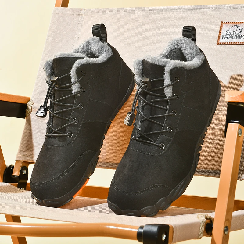 Cold proof Men's Winter Warm Velvet Cotton Boots Non-slip Outdoor Trekking Desert Boot Waterproof Wear-resistant Soft Snow Boots