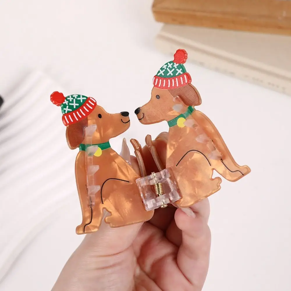 Christmas Hat Hair Clip Animal Dog Hair Claw Puppy Cartoon Christmas Elk Shark Clip Festival Headdress Grab Clip Cat Hair Clip