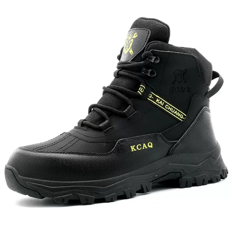 

Men's High-Top Steel-Toe Work Boots with Wear-Resistant, Impact-Resistant, and Puncture-Resistant Protection, Breathable Design