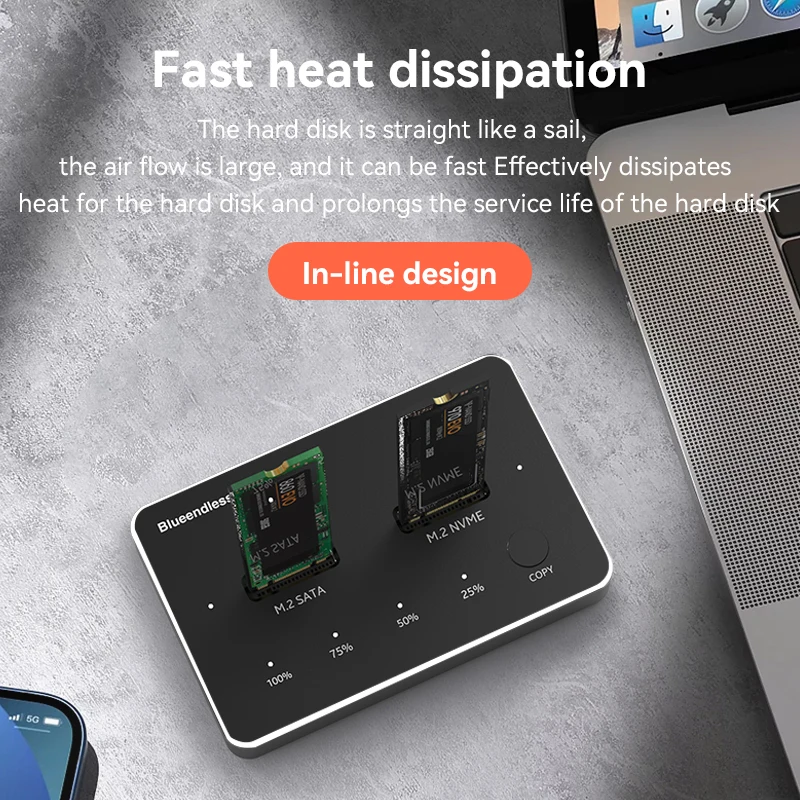 Blueendless m2 محطة إرساء USB C SSD حالة NVME و NGFF hdd SSD محطة إرساء أقراص بحالة صلبة الضميمة m.2 ssd