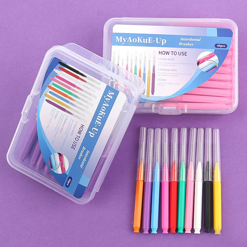 40pcs Mini Eyebrow Brush Brow Perm Makeup Brush Lashes Extension Lifting Bendable Mini Eyelash Brushes Dental Clean Beauty Tools