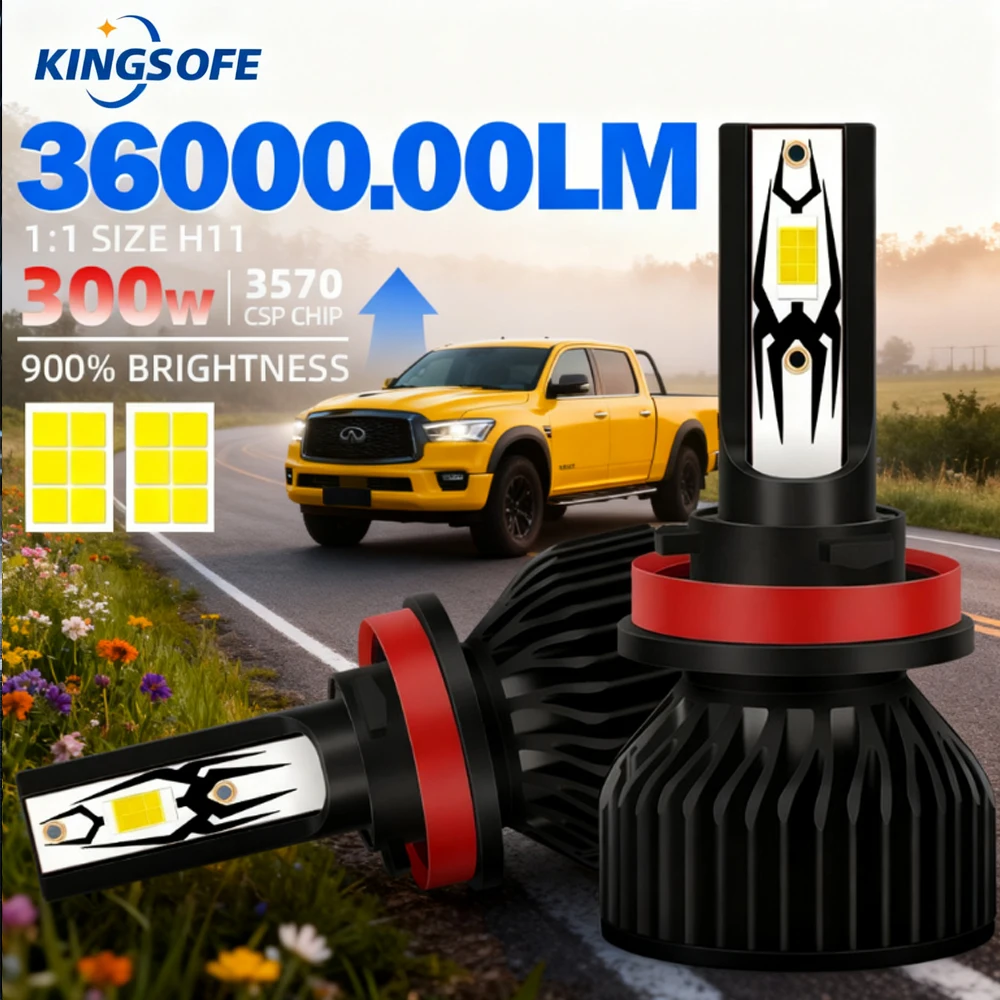 

2PCS H11 LED Headlight Bulbs 36000LM h11 Super Bright 1:1 Size Design Fog Lights 6000K White Driving Lamp Plug And Play Headlamp
